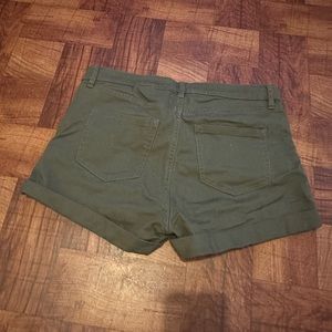 Olive Green Cuffed Denim Jean Shorts